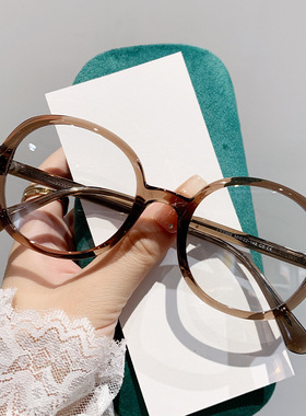 超轻钛架椭圆形慵懒眼镜女近视韩系姐感小脸专属可配度数素颜镜架