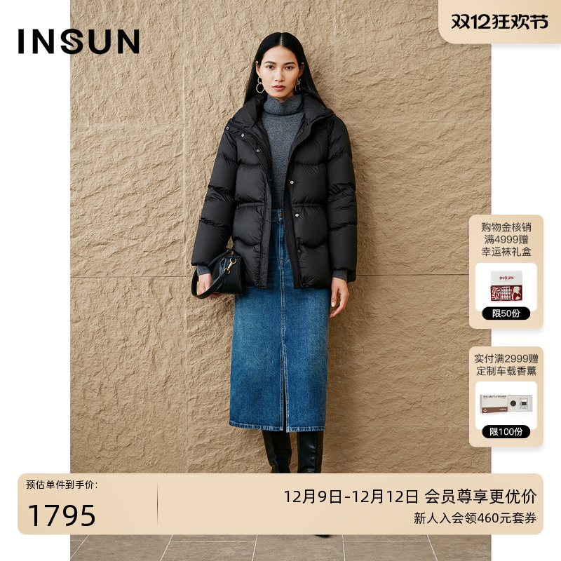 「轻暖羽绒」INSUN恩裳专选2024冬季抽绳长白山鹅绒羽绒服