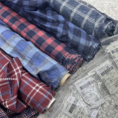 多色格子。意大利Albini进口100%色织纯亚麻裤子衬衫连衣裙布料