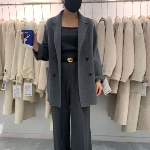 羊毛秋冬新款双面毛大衣中长款西装领女式毛呢外套小个子2026新款