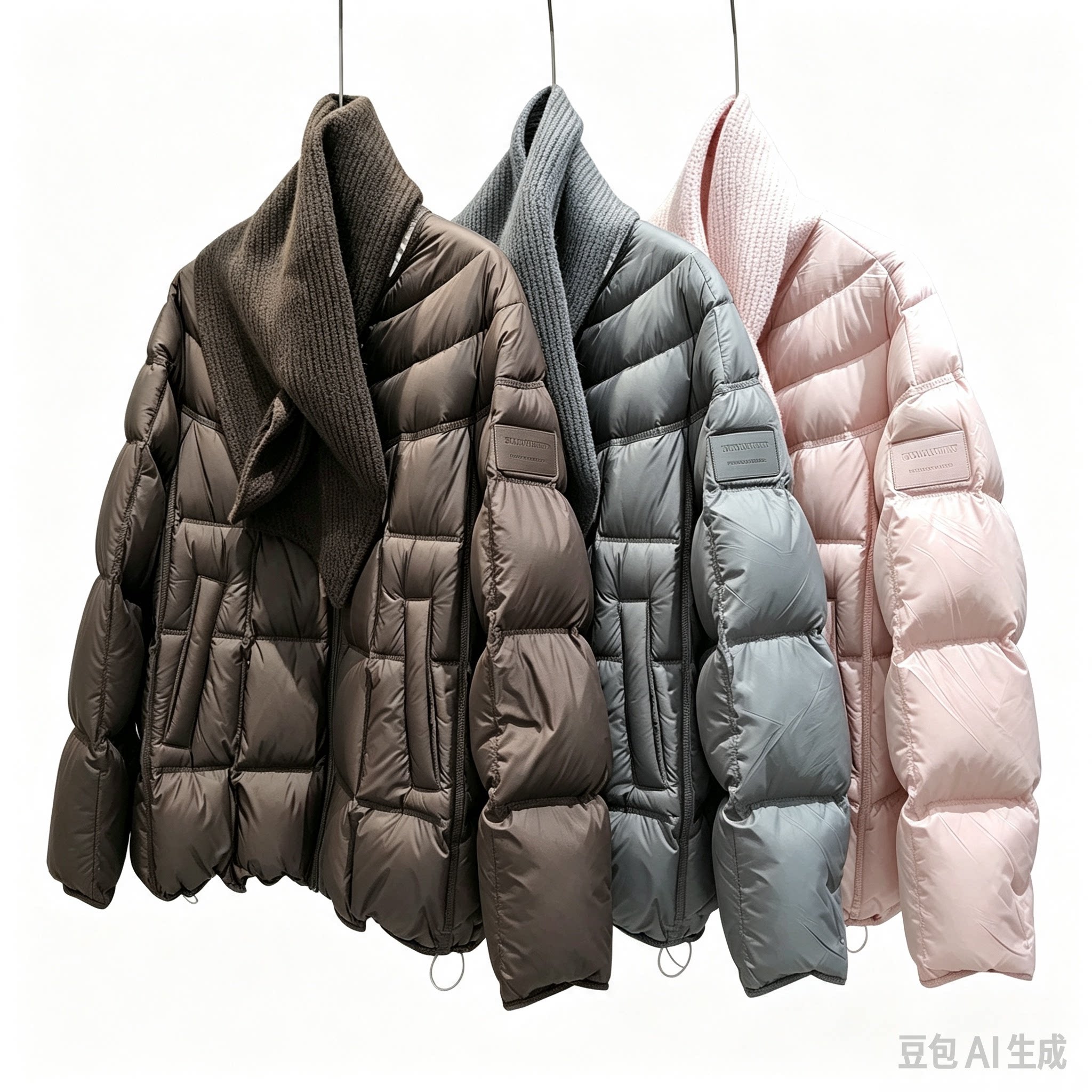 秋冬新款82307针织围脖领90白鸭绒羽绒服女装欧货高端大牌外套