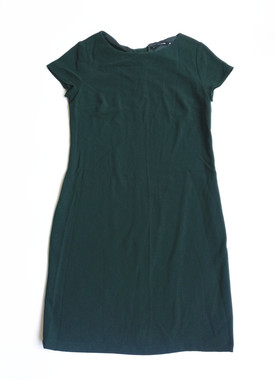 出口法国欧美外贸原单女夏墨绿色优雅蝴蝶结通勤OL职业气质连衣裙