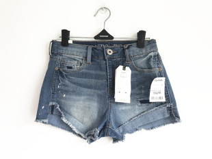 毛边修补 个性 出口欧美外贸原单女士夏季 卷边中腰弹性休闲牛仔短裤