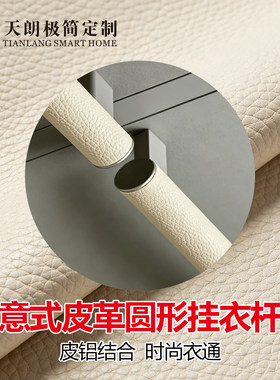 意式轻奢衣通杆高定皮革挂衣杆衣帽间衣架杆衣橱横杆柜内五金定制