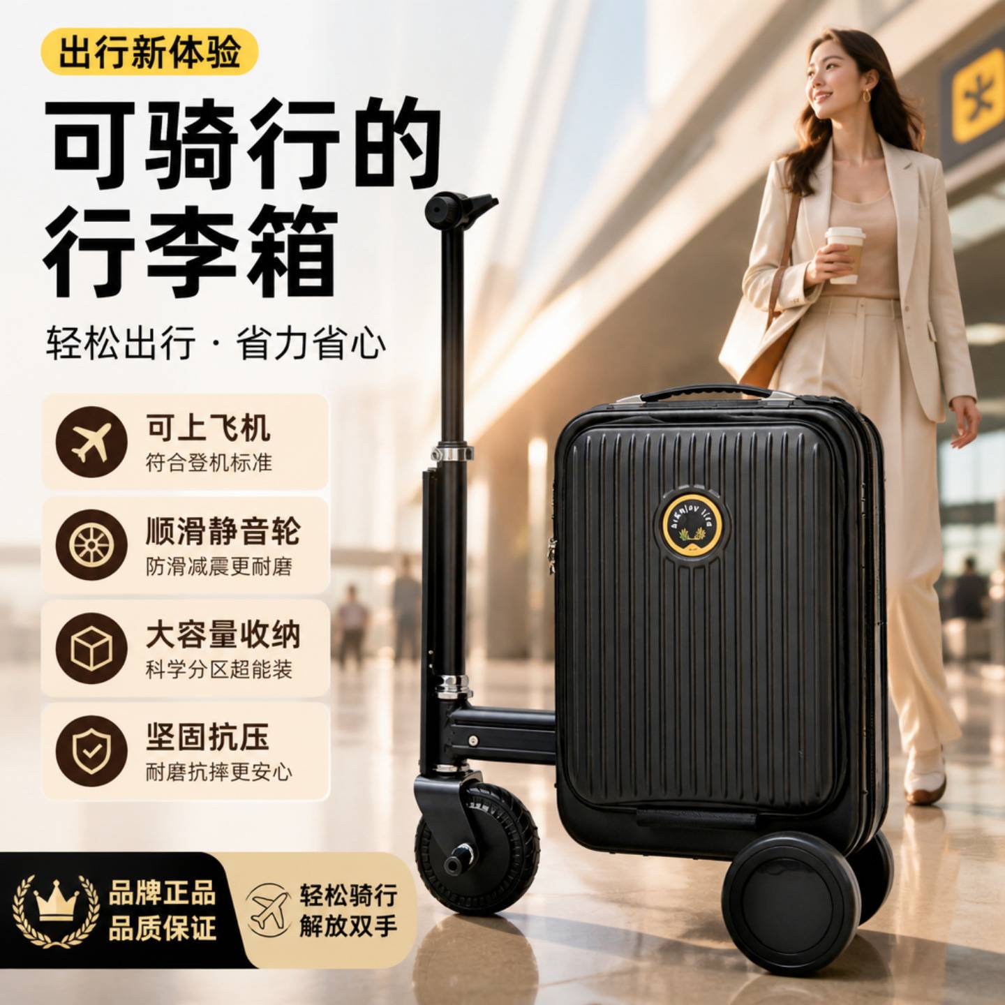 电动可骑行行李箱可坐代步拉杆箱