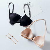 无痕小胸胸罩夏季 法式 三角杯内衣女细肩带美背挂脖前扣文胸薄款