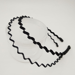 12个装 5mm带皮套上下波浪黑色铁男女发箍头扣不掉皮不掉漆 优质3