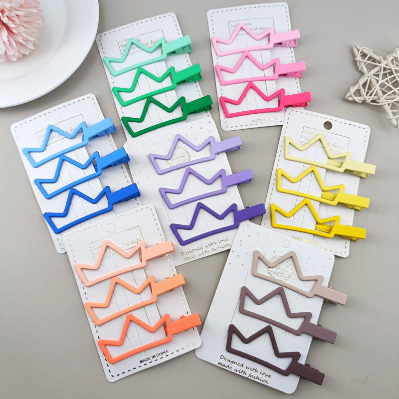 发夹金属韩版皇冠侧边发饰三个装