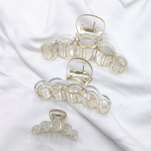 光板香槟色抓夹可DIY百搭鲨鱼夹后脑勺盘发发夹粘珍珠配件头饰