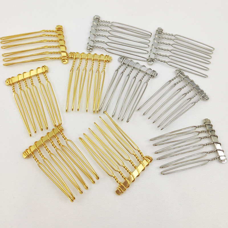 50个装6齿金属百变扭纹铁丝发梳插梳饰品配件盘发diy手工发饰材料