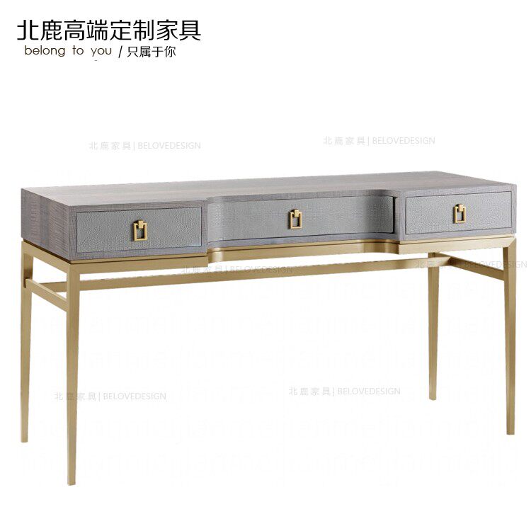 高端定制家具美式轻奢简约现代书房不锈钢电脑桌/书桌hc02