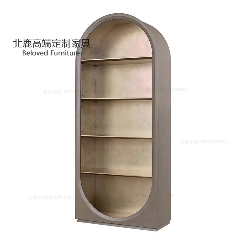 经典美式轻奢风角柜现代简约榉木框架书房陈列柜书柜高端定制酒柜