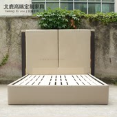 Fendi1.8米1.5米双人床可加大加储物箱体实木棉麻卧室美式床f30