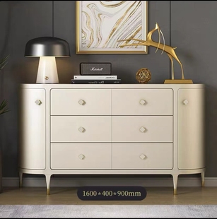 轻奢实木鞋柜美式烤漆装饰储物柜卧室半圆斗柜抽屉式玄关台餐边柜