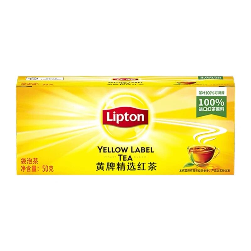 立顿红茶黄牌精选红茶袋泡茶S25包50g斯里兰卡红茶办公奶茶红茶包