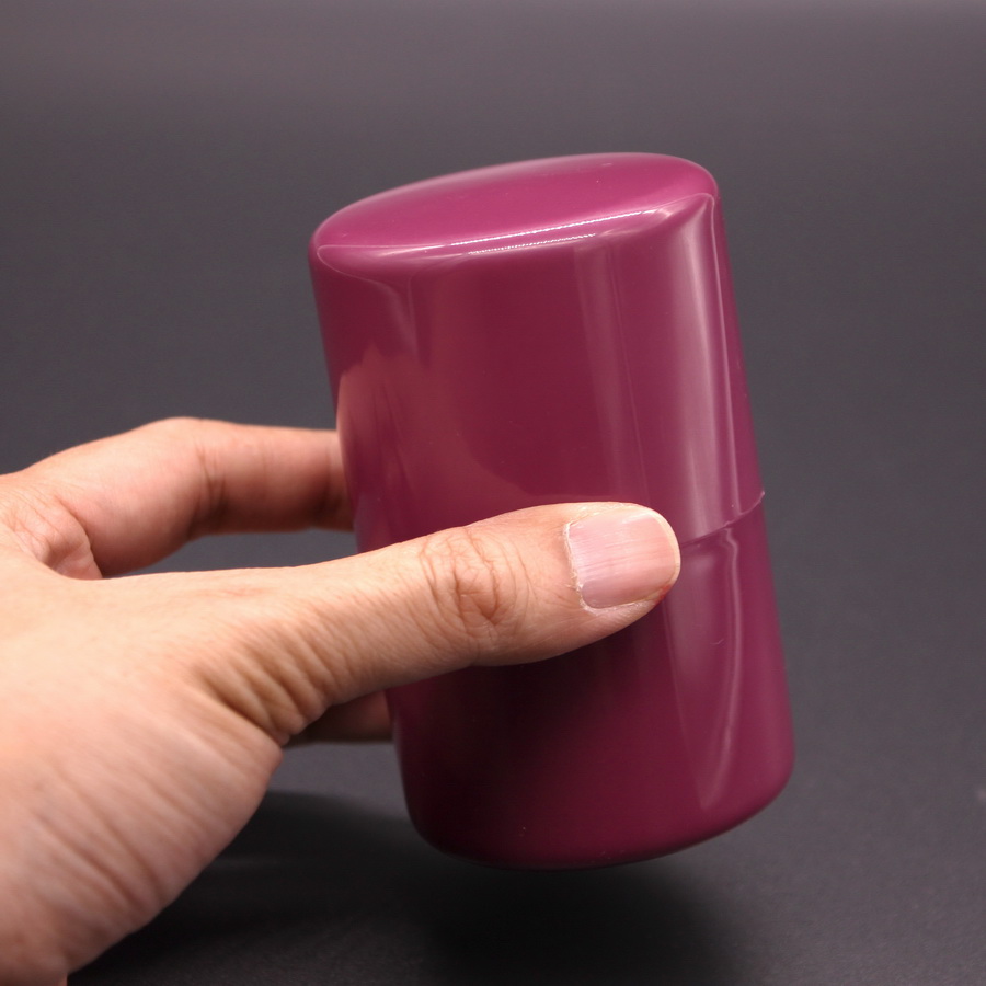 光敏小号印章盒红色便携式单个公章印鉴盒子财务会计圆柱形收纳盒