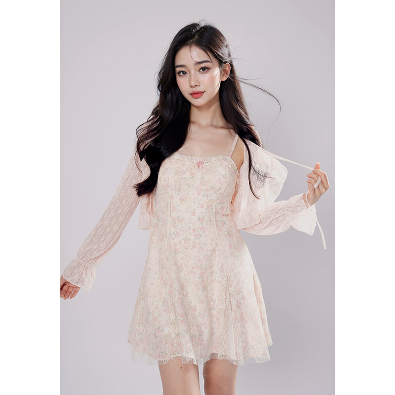 6.8现货实拍温柔甜美仙气吊带裙开衫短裙两件套装女士夏青春学生,女装/女士精品,时尚套装,淘宝优惠券,粉丝福利购,淘宝优惠卷