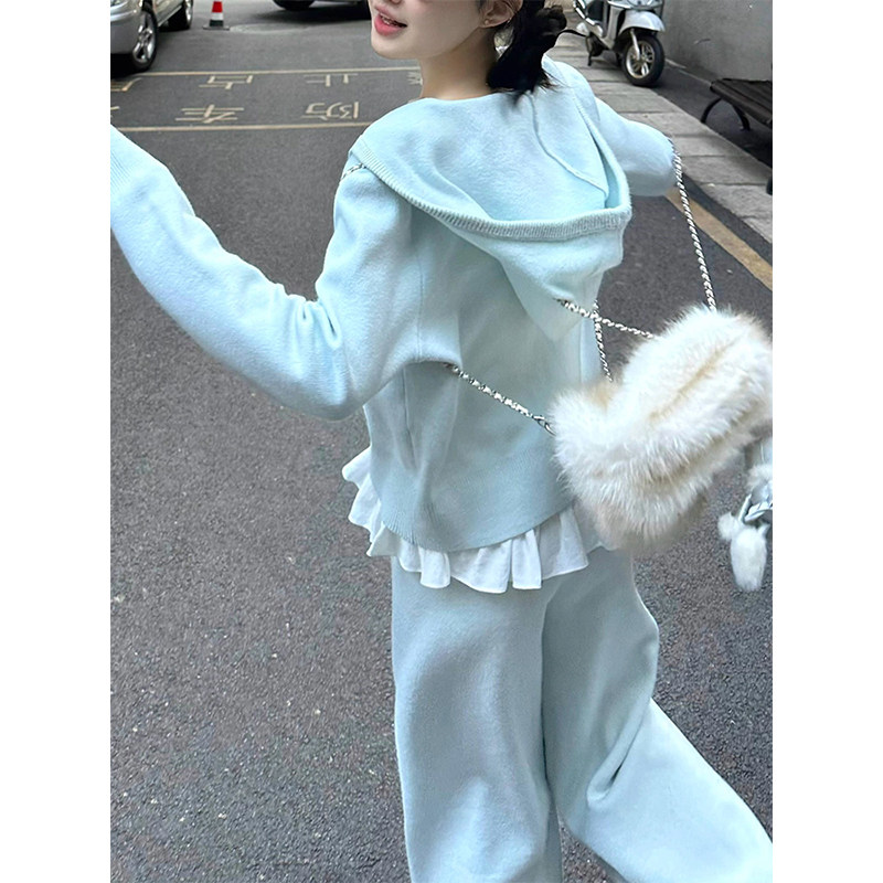 韩系休闲运动风套装女春季2025新款小个子短款连帽卫衣长裤两件套,女装/女士精品,时尚套装,淘宝优惠券,粉丝福利购,淘宝优惠卷