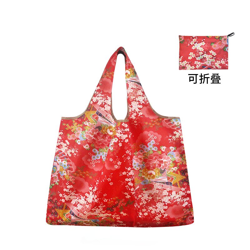 喜庆大红色环保袋便携可折叠购物袋大容量过年用买菜包牛津布袋子