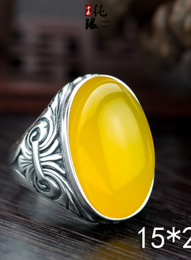 霸气风镶嵌复古琥珀蜜蜡戒指托