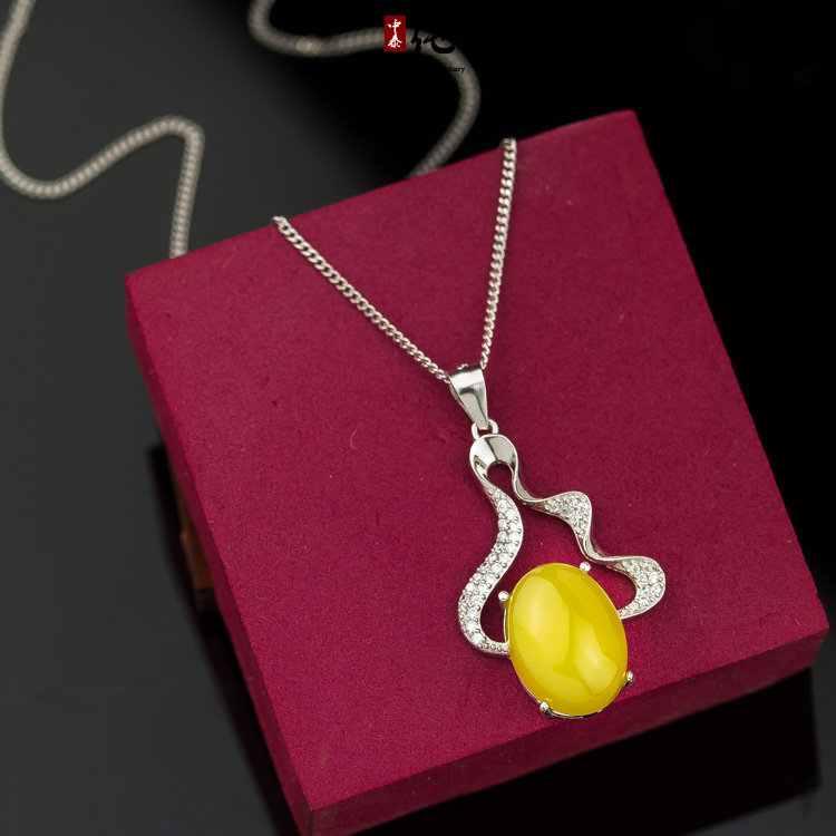 s925纯银吊坠空托DIY镶嵌琥珀蜜蜡绿松蛋面彩云宝石银托包邮10*14