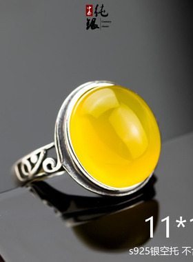 diy镶嵌琥珀蜜蜡民族风戒指空托