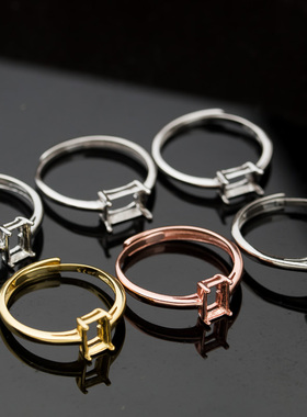 方形戒指空托活口手细时尚简洁女