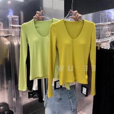 带胸垫新款韩版修身显瘦打底衫