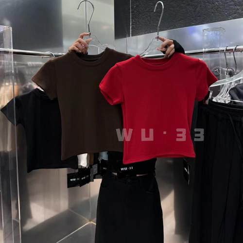 wu33新款简约显瘦纯色短袖T恤