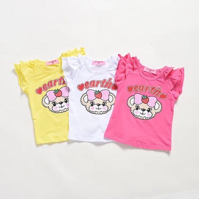 EarthMagic女童草莓花边短袖T恤