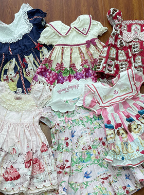现货 Shirley temple ST复古女童装公主花篮兔葡萄蛋糕纯棉连衣裙