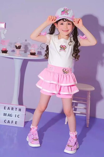 现货earthmagic 日系卡通潮牌童装EM卡通熊可爱网纱T恤+蛋糕裙裤
