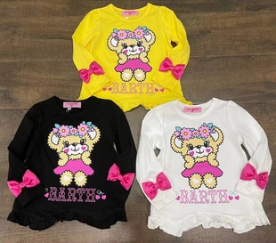 现货 earthmagic em 卡通花环小熊蝴蝶结袖女童装春秋长袖t恤上衣