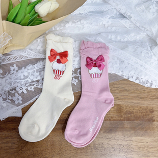 现货 st Shirley temple 同款女童蛋糕蝴蝶结袜子儿童袜可爱甜美