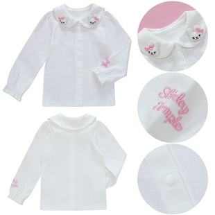 Shirley temple ST 女童装春秋日系卡通小兔衬衣长袖衬衫打底内搭