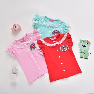 EM earthmagic 夏季女童短袖Ｔ恤可爱萌系海军兔耳朵开衫童装上衣