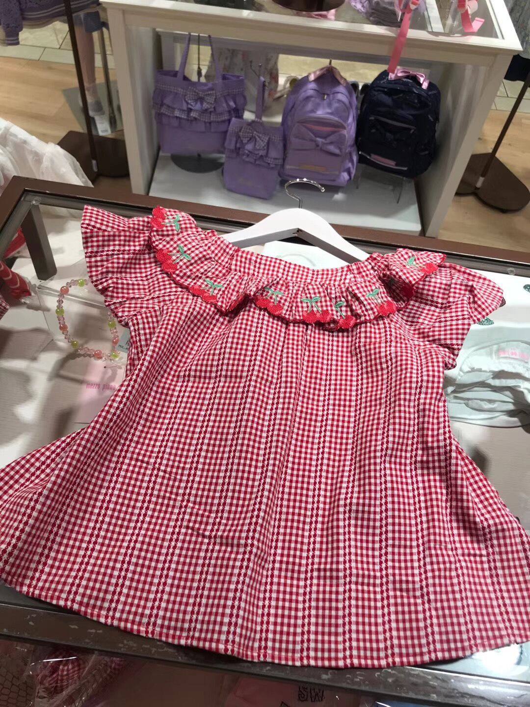 钢琴家同款樱桃短裤裙格子衬衫