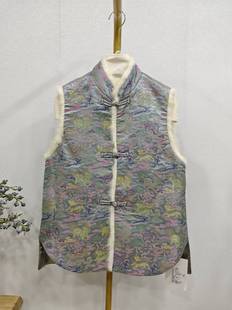 保暖棉服外套马甲 国风真水貂毛女短款 品牌撤柜25秋冬新款 新中式