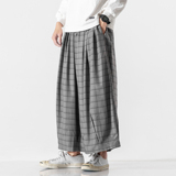 20秋冬大码日系格子西裤休闲哈伦裤工装街头中性bf风K115/P75，男装休闲裤，钱塘713