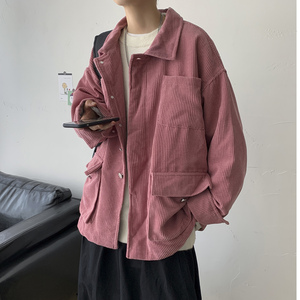 秋冬 港风情侣灯芯绒夹克外套多口袋工装宽松衬衫潮ins H203/P85图片