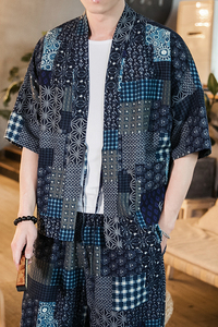 夏风仙鹤七分袖开衫男薄款复古日系和服开衫道袍 F03-F06/P45图片