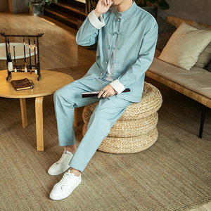 风长袖套装男式唐装古装禅茶服秋季汉服古风情侣  TZ06/P145图片