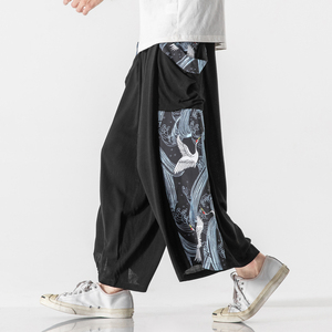 20秋装 潮大码风汉服仙鹤古风坠感休闲情侣哈伦裤 k111/P70图片