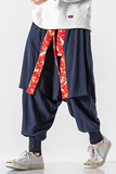 20秋冬日系大码古风风亚麻棉麻哈伦仙鹤裙裤汉服K113/P80，男装休闲裤，钱塘713