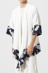 风中长款棉麻风衣汉服道袍仙鹤日系大码披风 F10/P65图片