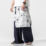 大码风棉麻暗黑哈伦阔腿裤仙鹤飘带仙气古风汉服飘逸K71/P85，男装休闲裤，钱塘713