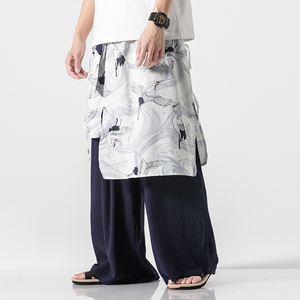 大码风棉麻暗黑哈伦阔腿裤仙鹤飘带仙气古风汉服飘逸 K71/P85图片