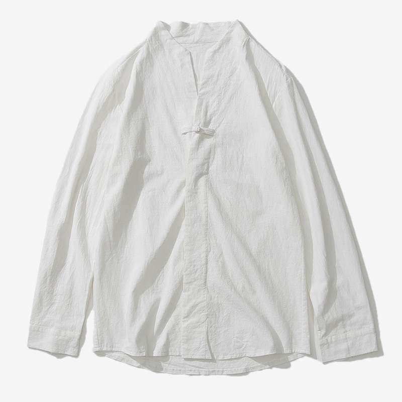 20秋冬大码日系风盘扣棉麻汉服衬衫立领亚麻外套男C33/P65,男装衬衫,钱塘713