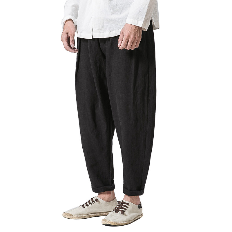 秋冬大码设计师男士日系复古百搭潮工装裤宽松棉麻长裤K36/P85,男装休闲裤,钱塘713