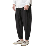 秋冬大码设计师男士日系复古百搭潮工装裤宽松棉麻长裤K36/P85，男装休闲裤，钱塘713